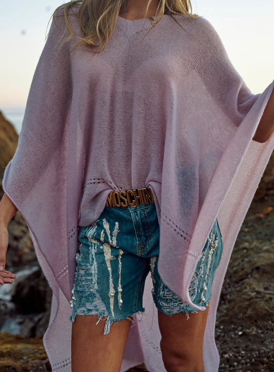 Light Poncho in Lavender Cashmere