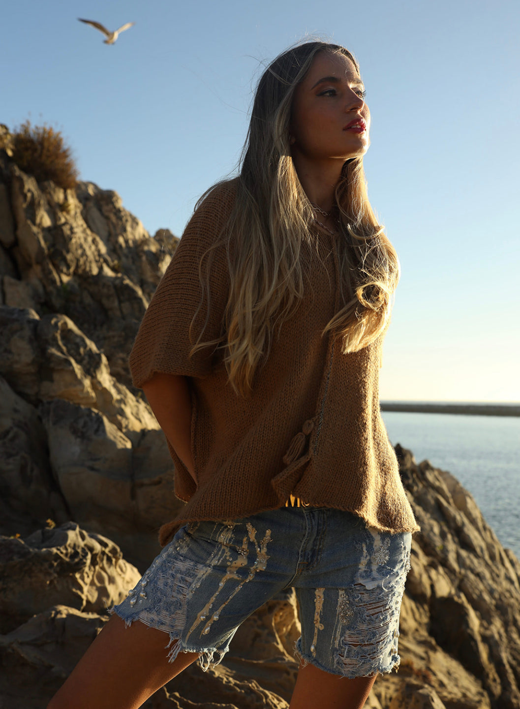 Camel Kid Mohair Caftan Top
