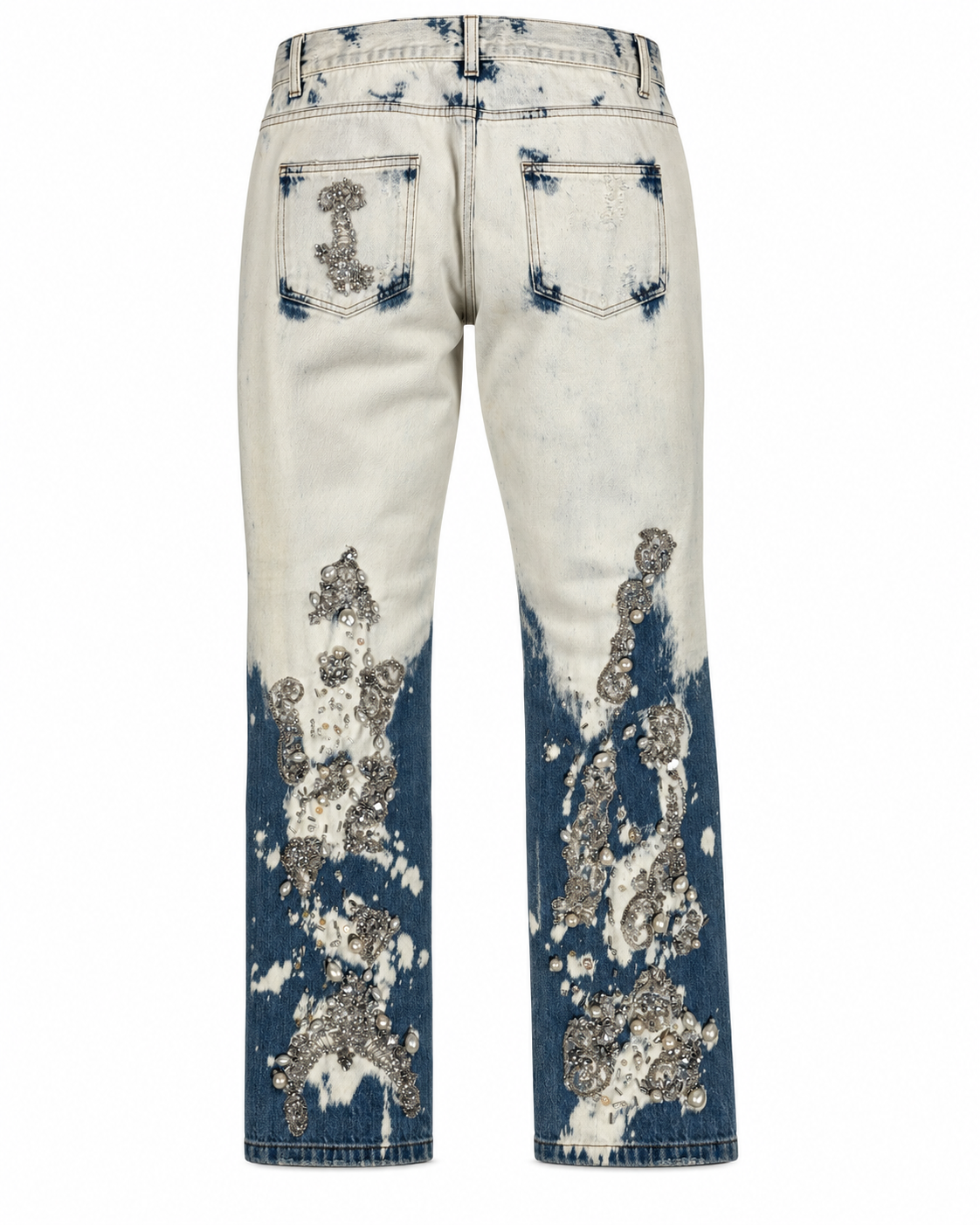 Gucci Chandelier Pearl Embellished Straight Leg Jeans
