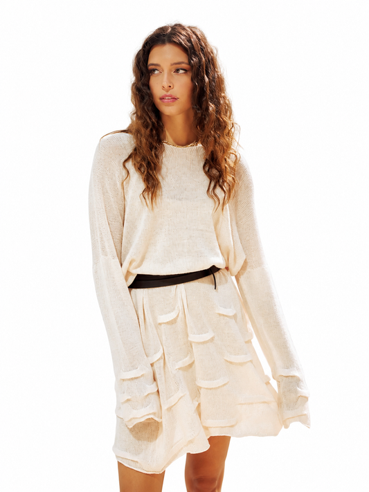Cashmere Pleated Tunic in Blush