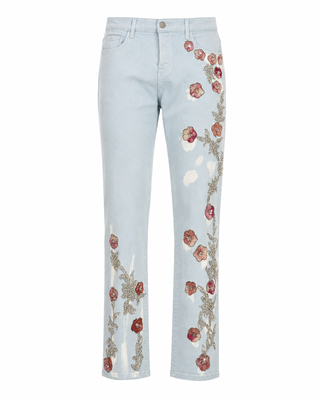 Hand-Beaded Floral Jeans (Cherry Blossom Collection)