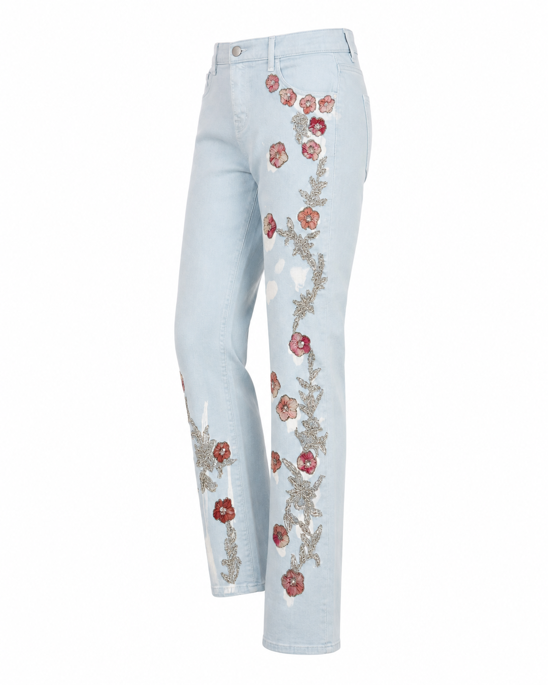 Hand-Beaded Floral Jeans (Cherry Blossom Collection)