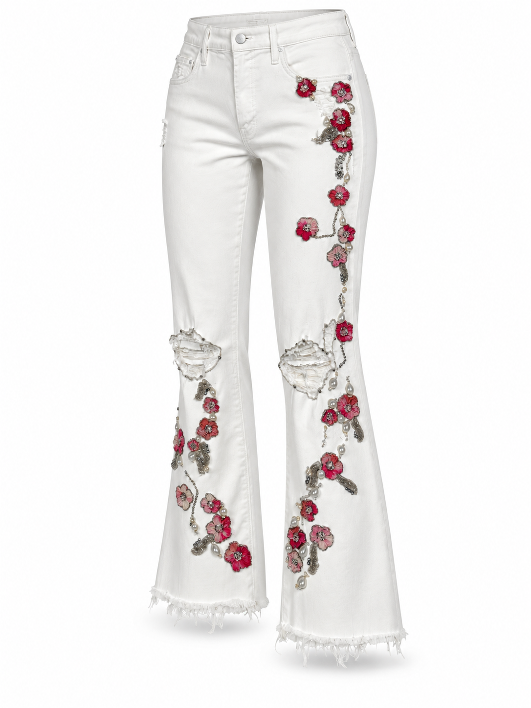 Cherry Blossom Collection White Flare Denim Jeans