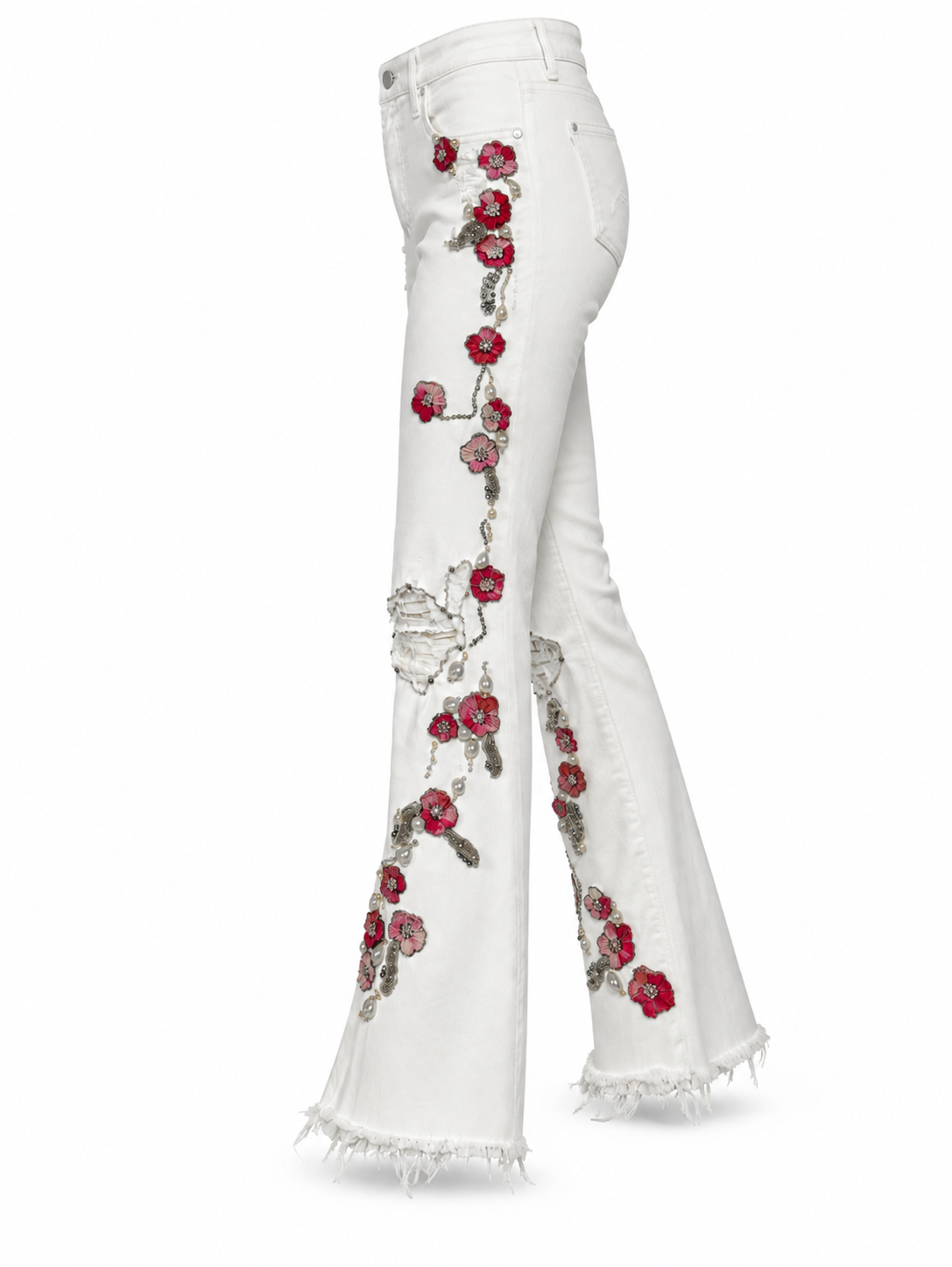Cherry Blossom Collection White Flare Denim Jeans