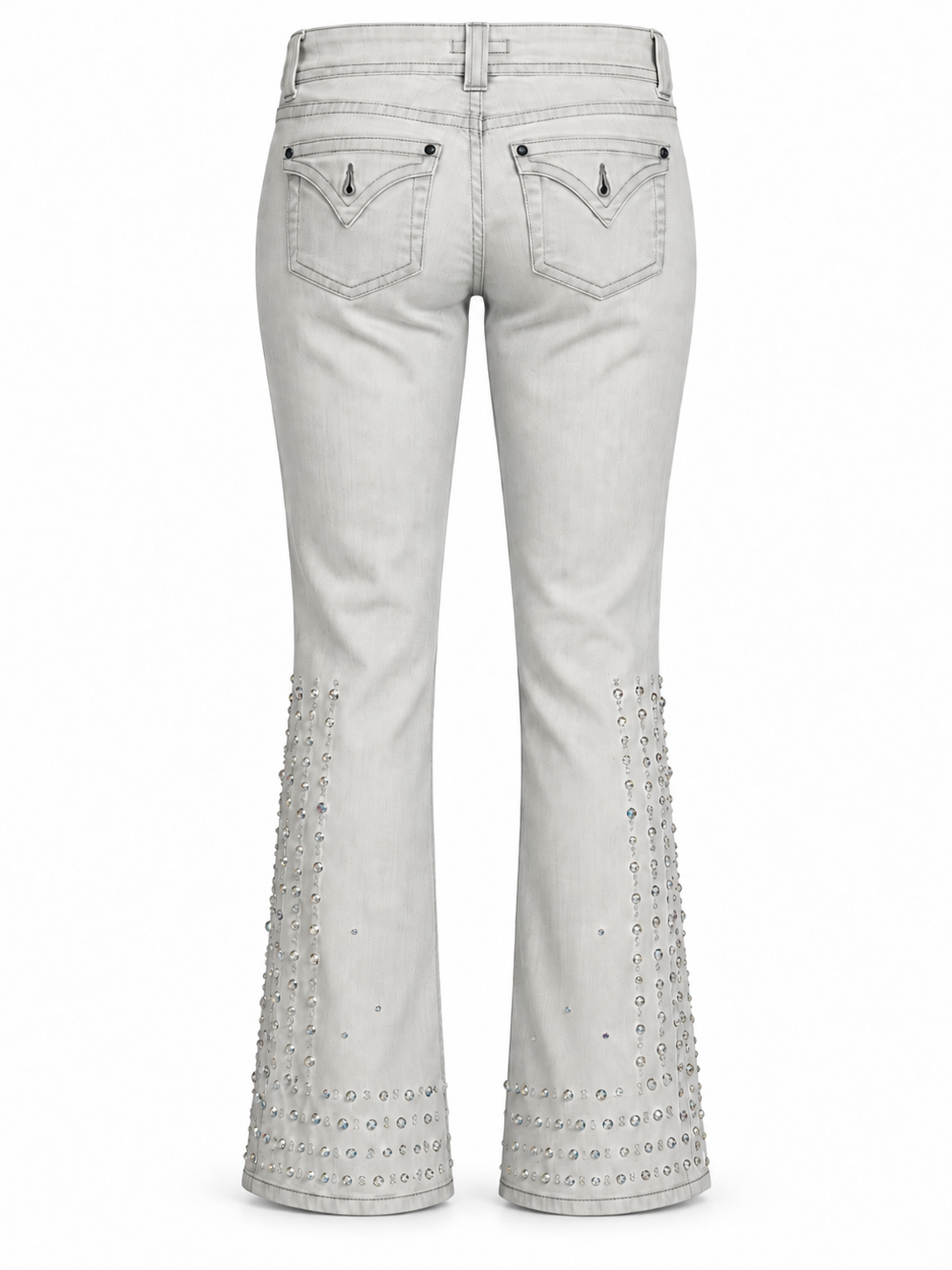 Memphis Crystal Embellished Gray Flare Jeans