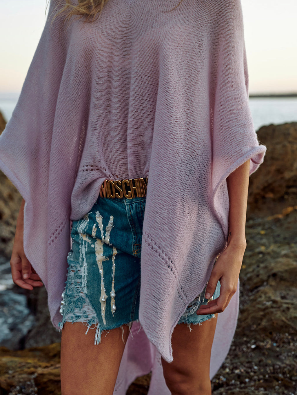 Light Poncho in Lavender Cashmere