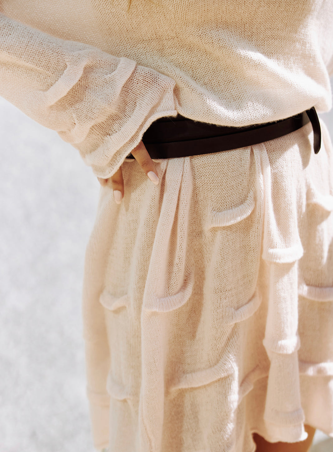 Cashmere Pleated Tunic in Blush