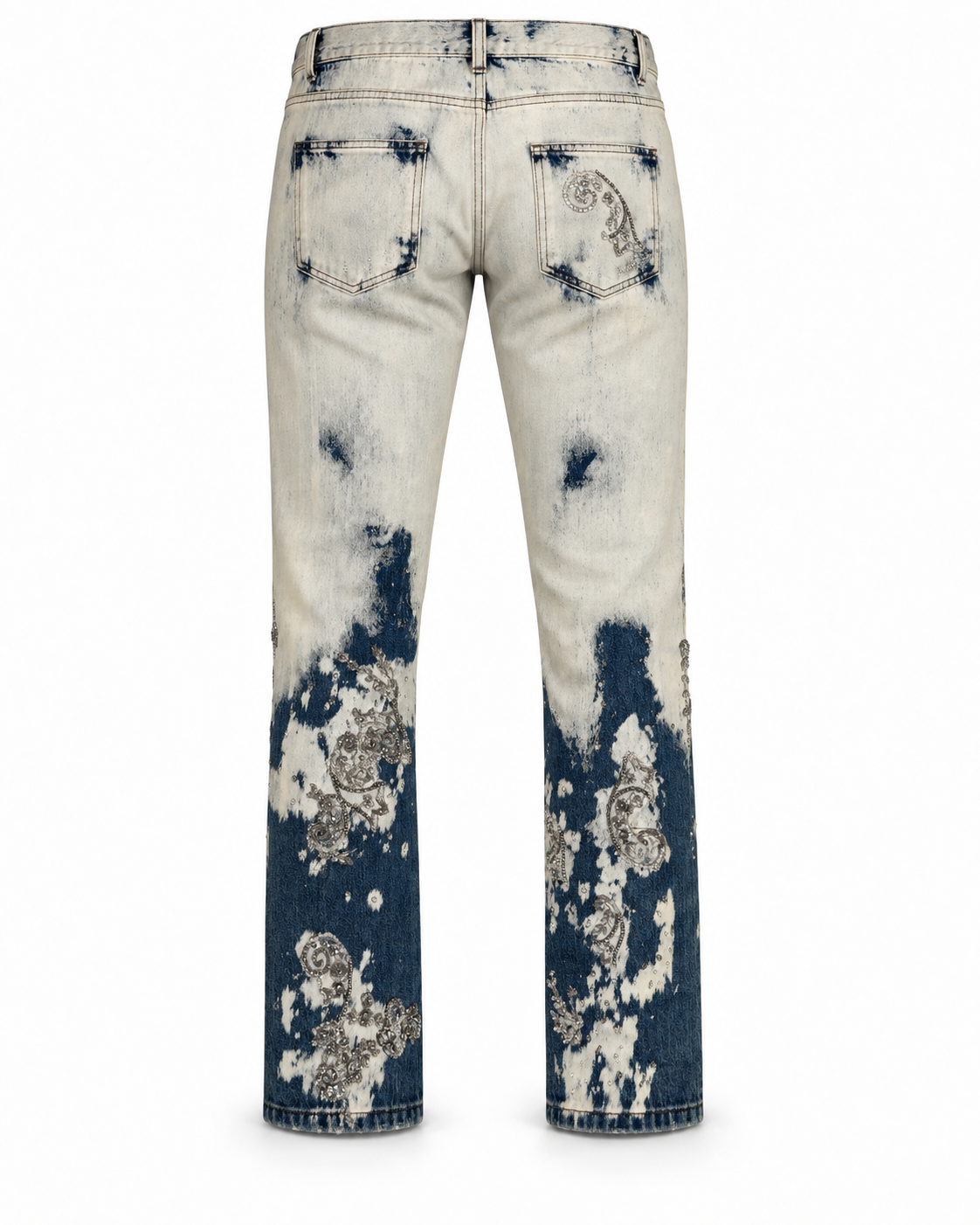 Gucci Paisley Crystal Embellished Straight Leg Jeans