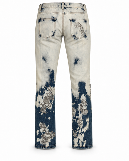 Gucci Paisley Crystal Embellished Straight Leg Jeans