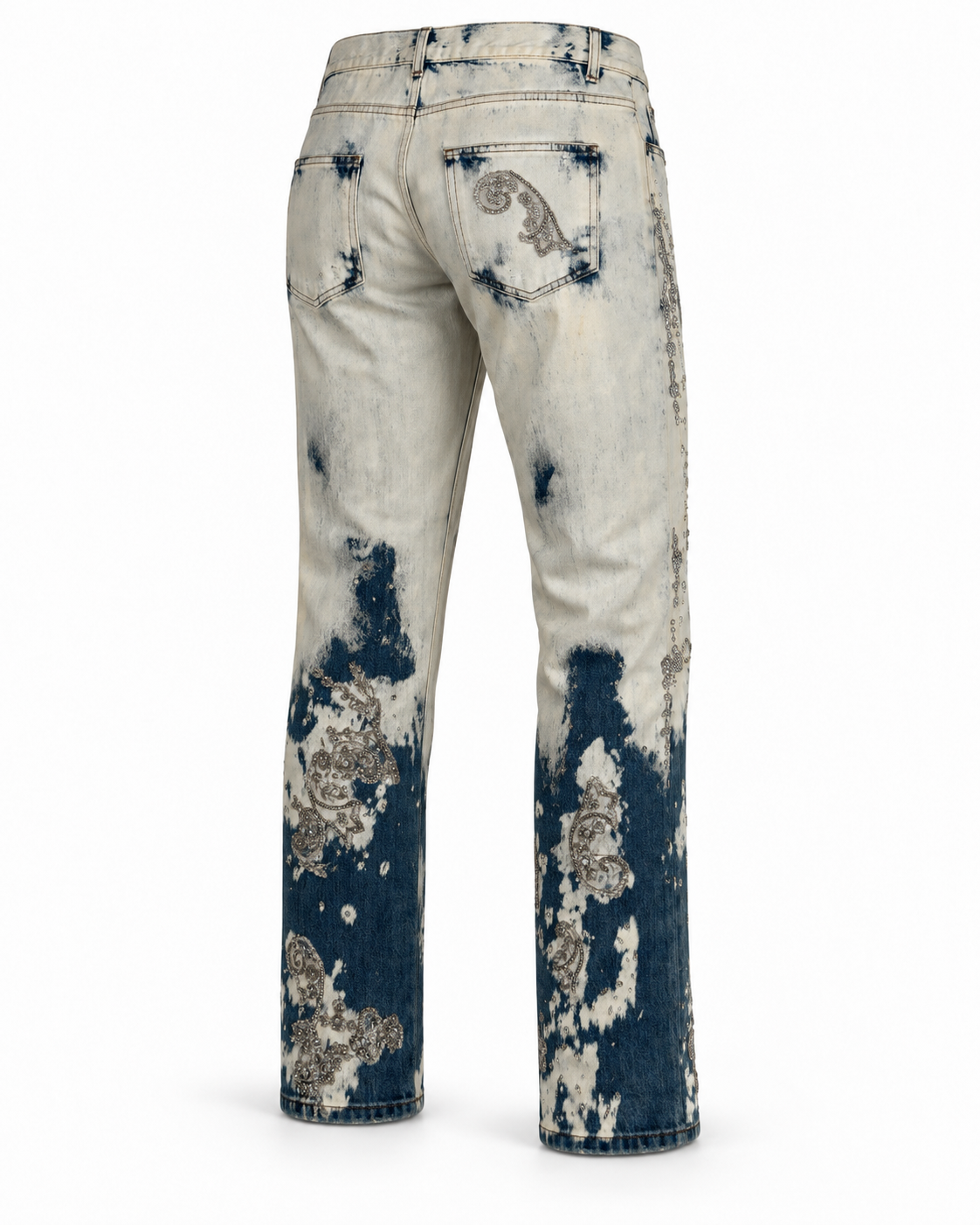 Gucci Paisley Crystal Embellished Straight Leg Jeans