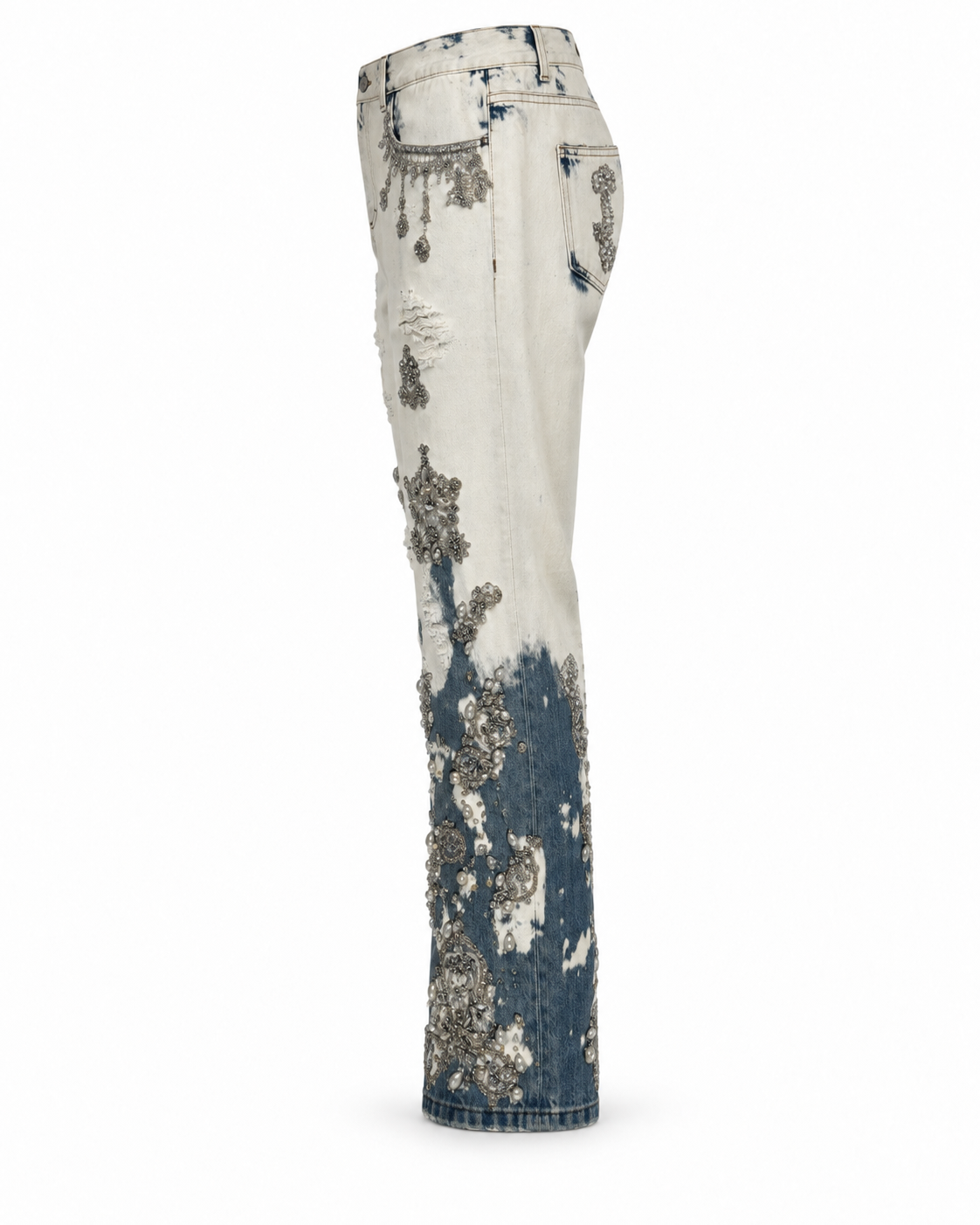 Gucci Chandelier Pearl Embellished Straight Leg Jeans