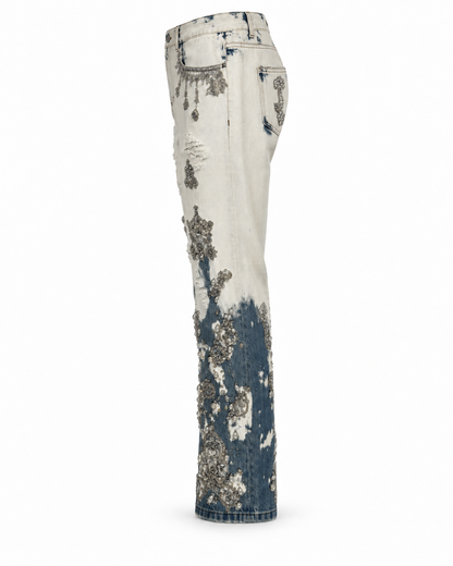 Gucci Chandelier Pearl Embellished Straight Leg Jeans