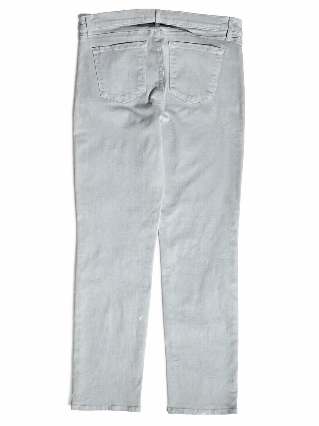 Hand-Beaded Floral Jeans in Pale Blue Denim