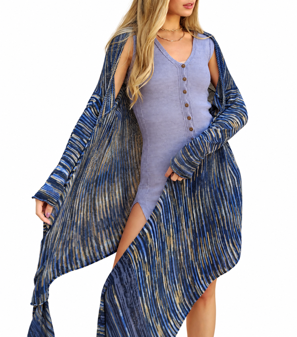 Maxi Wrap Cardigan in Deep Blue