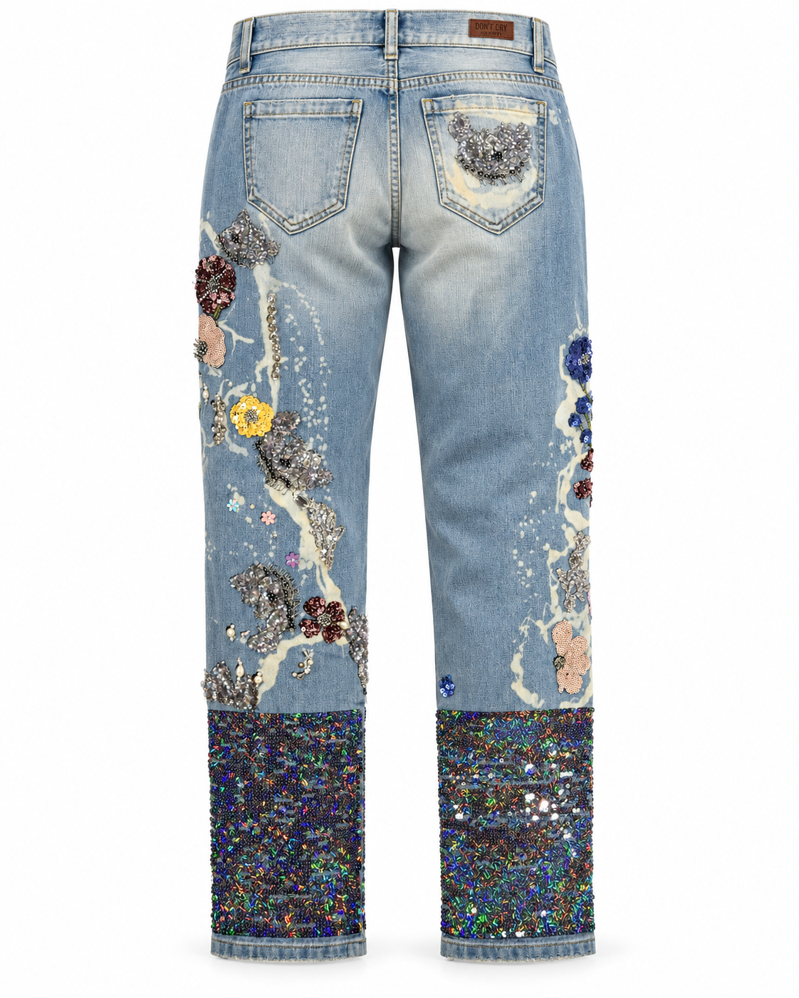 Meadows Constellations | Hand-Beaded Sequin Light Wash Jeans