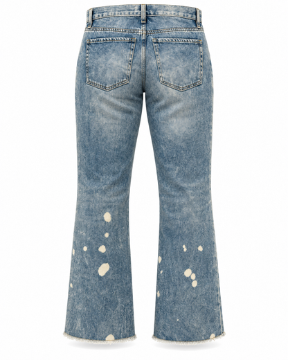 Meadows Wildflower | Floral Appliqué Acid Wash Flare Jeans