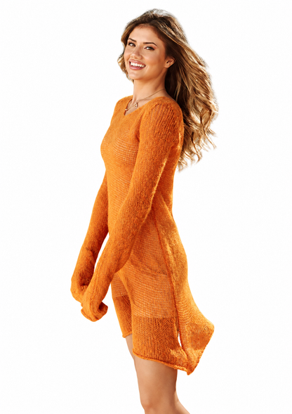 Orange Smart Top in Kid Mohair
