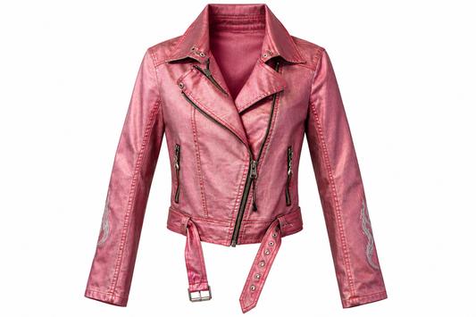 Metallic Pink Angel Wing Moto Jacket