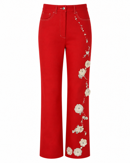 Hand-Beaded Floral Pants (Bloom Collection)