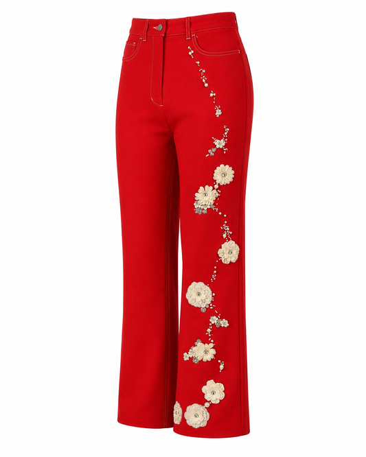 Hand-Beaded Floral Pants (Bloom Collection)