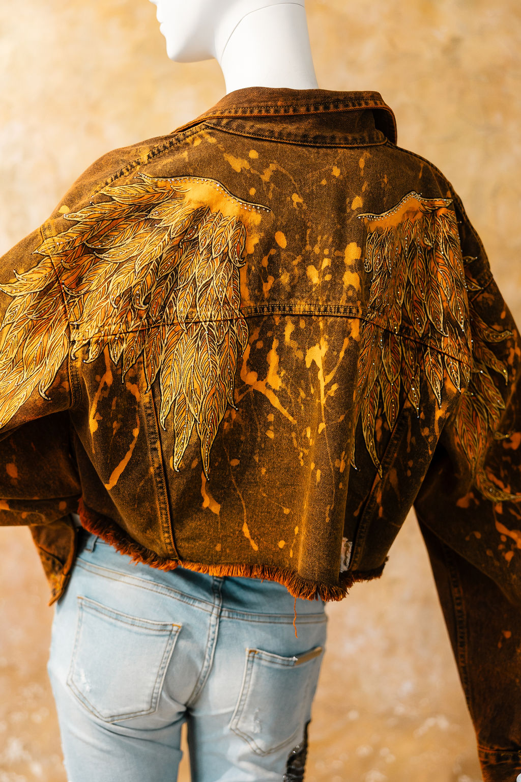 Rust Orange Cropped Denim Jacket