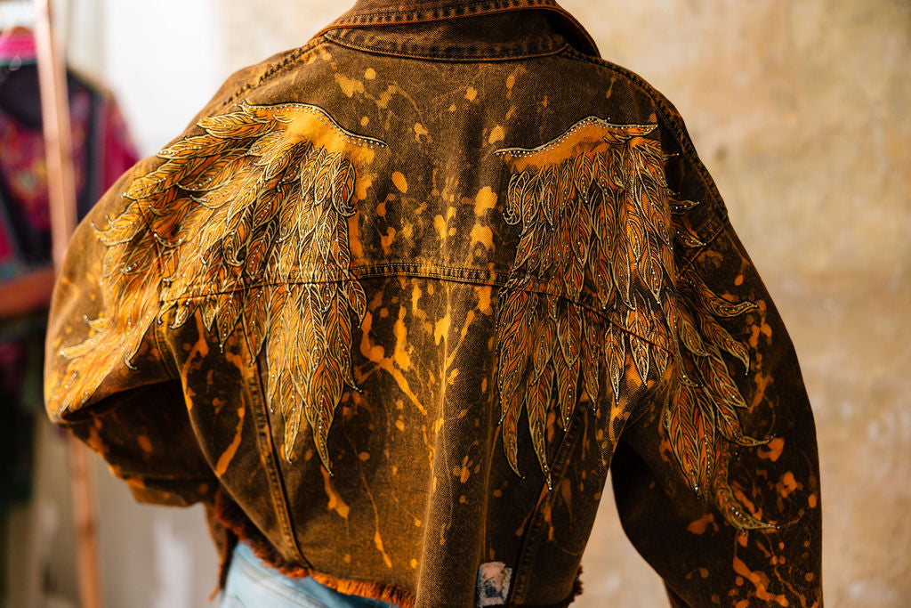 Rust Orange Cropped Denim Jacket