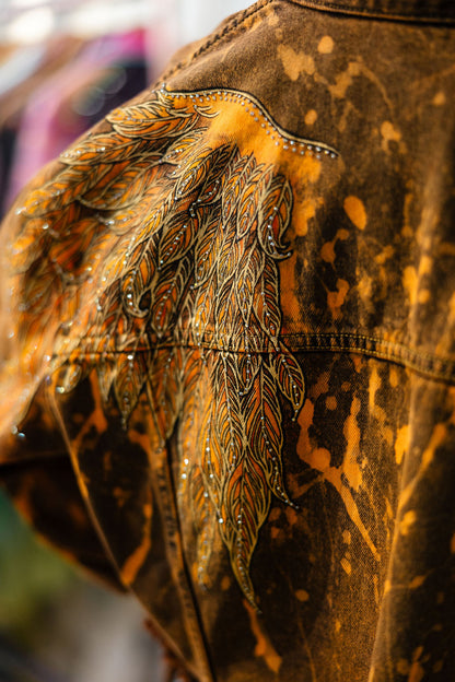 Rust Orange Cropped Denim Jacket