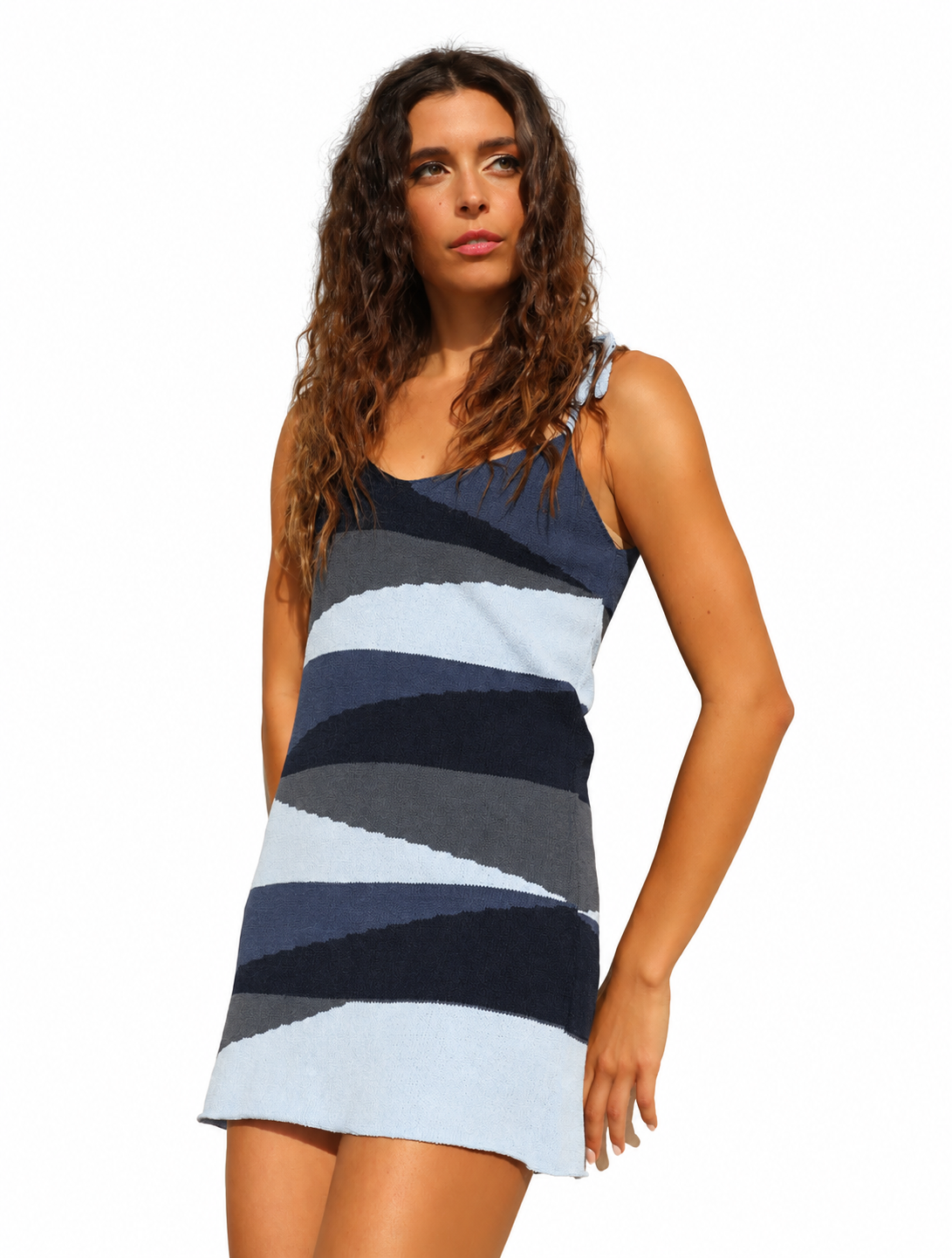 Sleeveless Mini Dress Multi-Blue